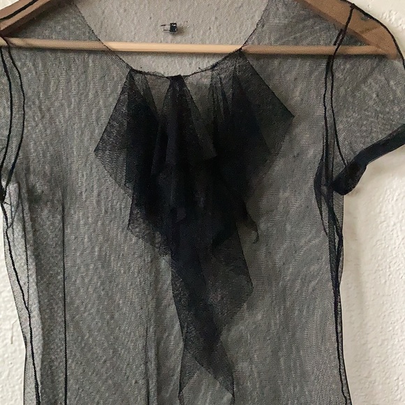 Vintage Y2K Mesh Fishnet Goth Regency Core Layer Top Black Small Medium - Picture 7 of 8